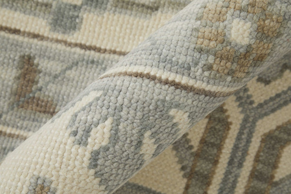 Homeroots 12' X 15' Hand Knotted Floral Area Rug In Ivory Gray And Brown - Stain Resistant, Stylish Fringe Ivory,Gray,Brown Wool Blend 616986