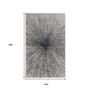 Homeroots 12' X 15' Stylish Ivory Gray And Blue Abstract Area Rug - Durable, Stain Resistant, Perfect For Families! Ivory,Gray,Blue Polypropylene Blend 616989