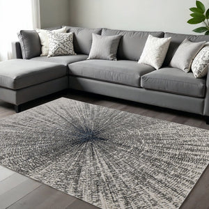 HomeRoots 12' X 15' Gray and Ivory Abstract Area Rug - Durable, Stain-Resistant, Modern Design for Your Home 616989