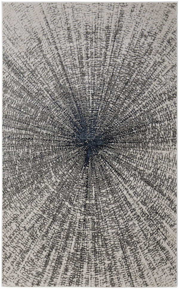 Homeroots 12' X 15' Stylish Ivory Gray And Blue Abstract Area Rug - Durable, Stain Resistant, Perfect For Families! Ivory,Gray,Blue Polypropylene Blend 616989