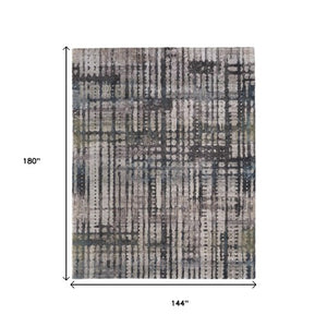 Homeroots 10' Stylish Abstract Distressed Area Rug - Durable, Stain Resistant, Perfect For Homes With Kids & Pets Gray,Black,Ivory Polypropylene Blend 616990