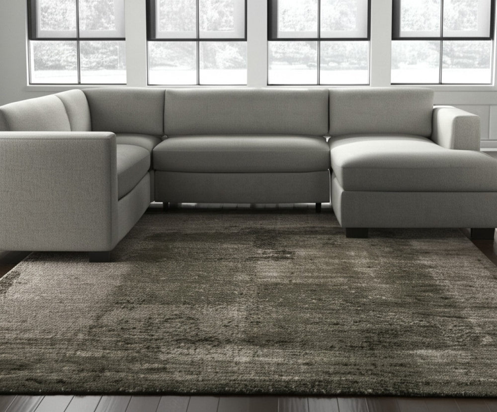 HomeRoots 10' Green and Tan Abstract Distressed Area Rug - Modern Softness, Durable Design for High-Traffic Spaces 12' X 15' 616991