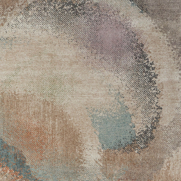 Homeroots 10' X 13' Stylish Abstract Distressed Area Rug - Durable, Stain-resistant, Perfect For Any Space! Brown,Tan,Blue Polypropylene Blend 616992