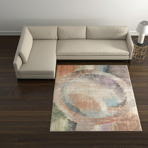 Homeroots 10' X 13' Stylish Abstract Distressed Area Rug - Durable, Stain-resistant, Perfect For Any Space! Brown,Tan,Blue Polypropylene Blend 616992