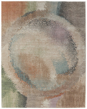 HomeRoots 10' Abstract Distressed Area Rug in Brown, Tan & Blue – Durable, Stylish, Stain-Resistant Design for Any Room 12' X 15' 616992