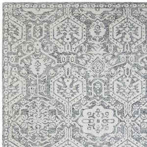 Homeroots 10' Hand-tufted Geometric Area Rug - Unique Wool Blend, Stain Resistant, Perfect For Kids & Pets Gray,White Wool Blend 616993