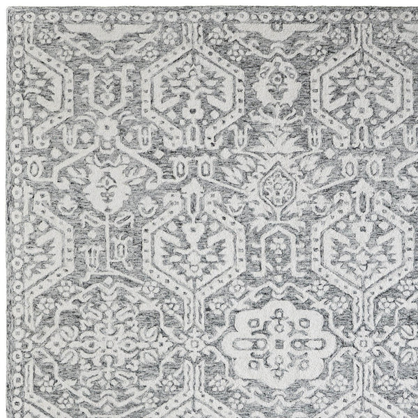 Homeroots 10' Hand-tufted Geometric Area Rug - Unique Wool Blend, Stain Resistant, Perfect For Kids & Pets Gray,White Wool Blend 616993