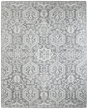 HomeRoots 10' Gray and White Geometric Hand-Tufted Area Rug for a Cozy, Modern Living Space with Stain Resistance 12' X 15' 616993