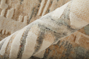 Homeroots 10' X 14' Abstract Distressed Area Rug - Stylish & Stain Resistant, Perfect For Pets & Kids' Spaces Ivory,Tan,Gray Wool Blend 616995