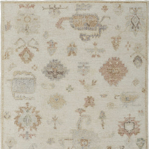 Homeroots 12' Hand Knotted Floral Wool Area Rug – Unique Bohemian Design, Stain Resistant & Artisan Crafted Ivory,Orange,Gray Wool 616996