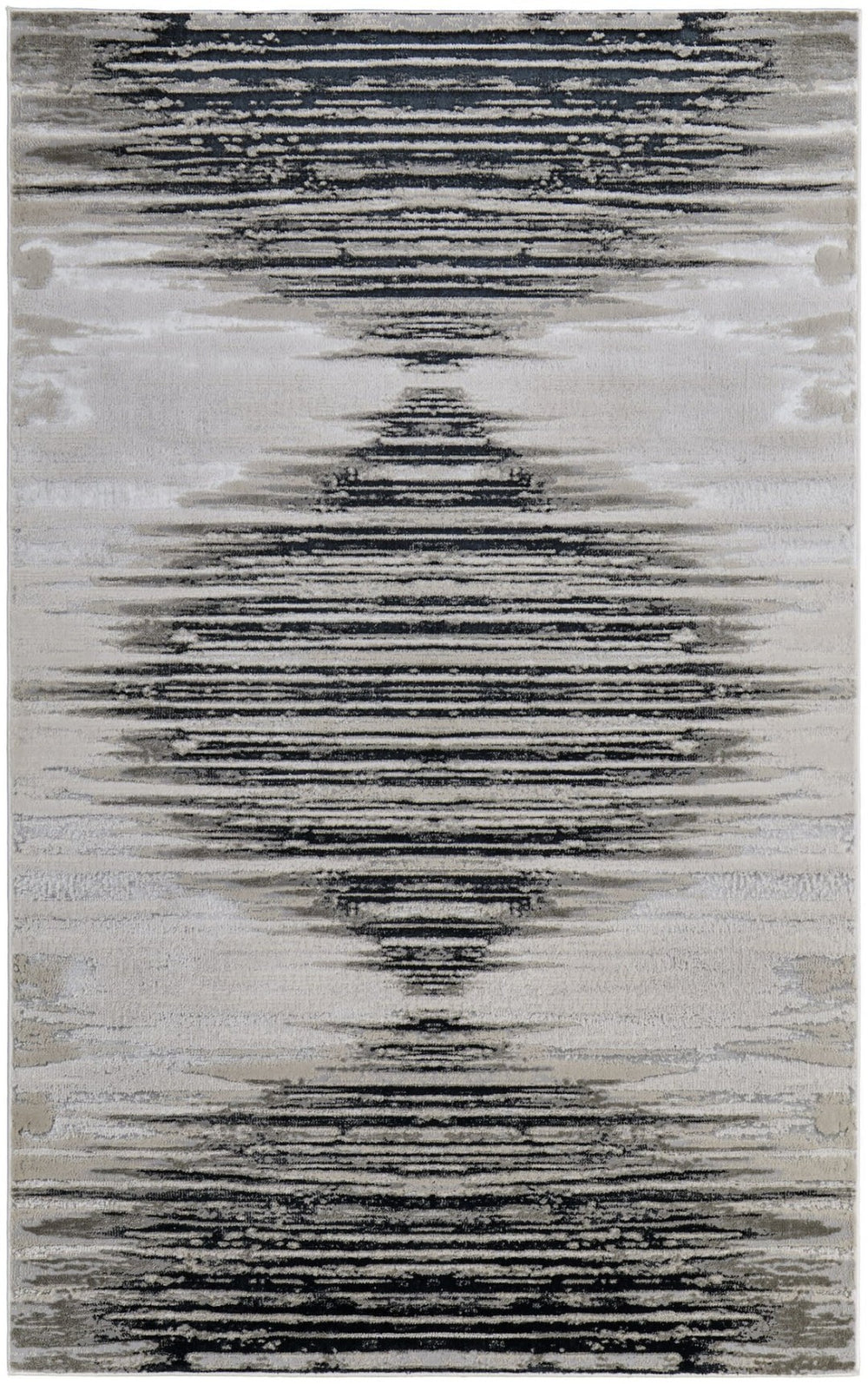 HomeRoots 12' Geometric Area Rug in Black, Silver & Taupe – Modern, Stain-Resistant, and Durable Design for Your Home 616997