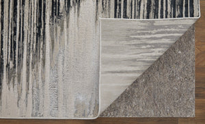 Homeroots 12' Geometric Area Rug In Black, Silver & Taupe – Stain Resistant, Stylish, Large Scandinavian Design Black,Silver,Taupe Polyester Blend 616997