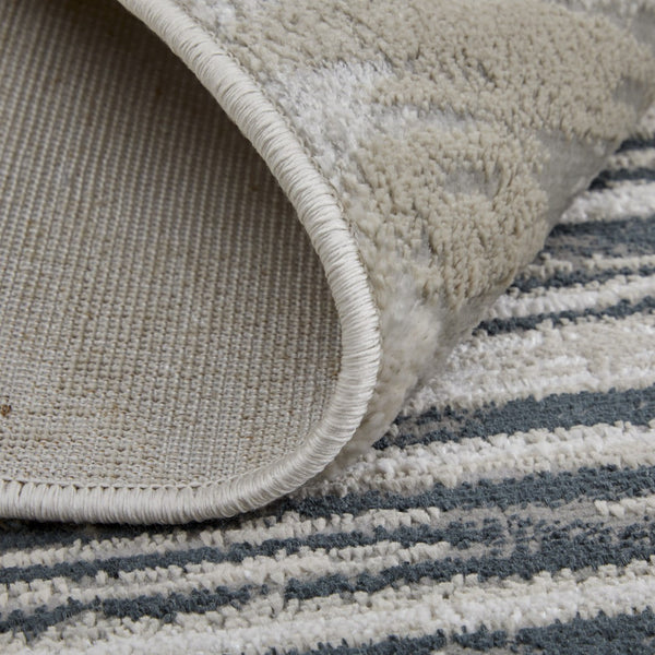 Homeroots 12' Geometric Area Rug In Black, Silver & Taupe – Stain Resistant, Stylish, Large Scandinavian Design Black,Silver,Taupe Polyester Blend 616997