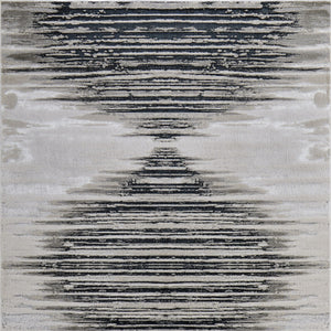 Homeroots 12' Geometric Area Rug In Black, Silver & Taupe – Stain Resistant, Stylish, Large Scandinavian Design Black,Silver,Taupe Polyester Blend 616997