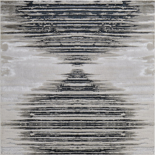 Homeroots 12' Geometric Area Rug In Black, Silver & Taupe – Stain Resistant, Stylish, Large Scandinavian Design Black,Silver,Taupe Polyester Blend 616997