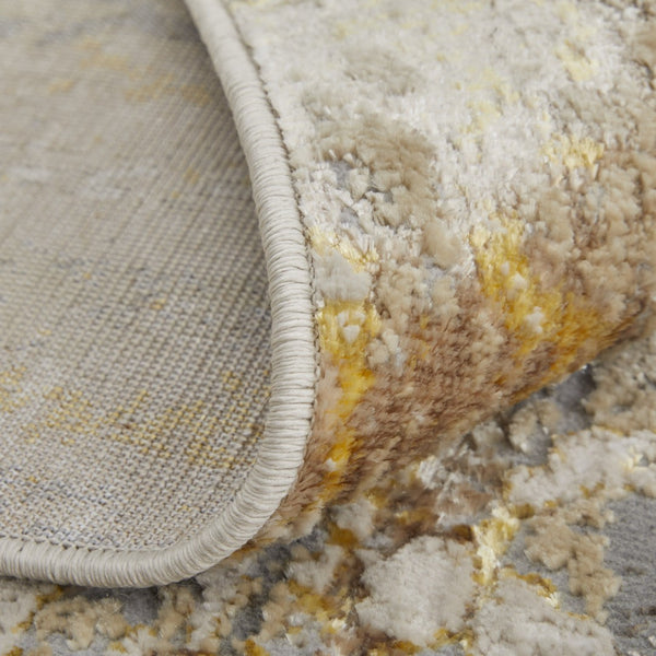 Homeroots 12' Stylish Ivory Gold & Brown Abstract Area Rug - Stain Resistant, Perfect For Kids & Pets 144"X216" Ivory,Gold,Brown Polyester Blend 616998