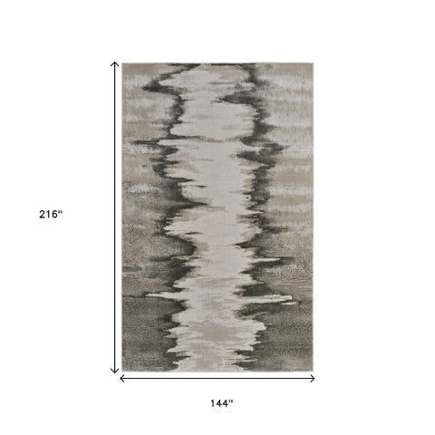 Homeroots 12' X 18' Gray Taupe & Ivory Abstract Area Rug - Stain Resistant, Perfect For Kids & Pets, Stylish! Gray,Taupe,Ivory Polyester Blend 616999