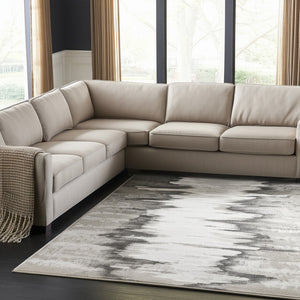 Homeroots 12' X 18' Gray Taupe & Ivory Abstract Area Rug - Stain Resistant, Perfect For Kids & Pets, Stylish! Gray,Taupe,Ivory Polyester Blend 616999