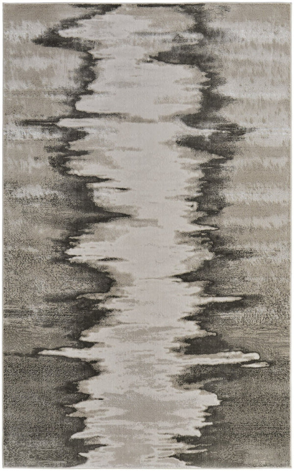 HomeRoots 12' Modern Gray Taupe & Ivory Abstract Area Rug - Stain Resistant, Durable, Perfect for Large Spaces 616999