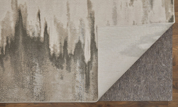 Homeroots 12' X 18' Gray Taupe & Ivory Abstract Area Rug - Stain Resistant, Perfect For Kids & Pets, Stylish! Gray,Taupe,Ivory Polyester Blend 616999