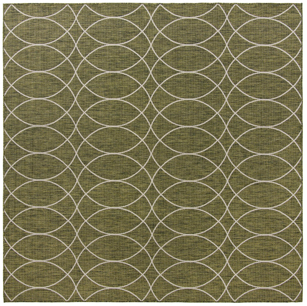 Unique Loom Outdoor Trellis Gitter Machine Made Trellis Rug Green, Ivory/Gray 10' 0" x 10' 0"
