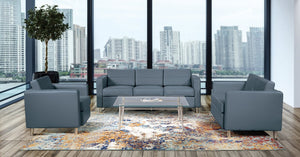 OSP Home Furnishings Pacific Club Armchair in Faux Leather with Chrome Legs for Modern Living Spaces Blue PAC51-R105