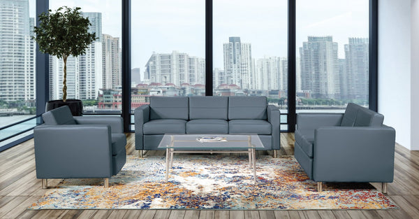 OSP Home Furnishings Pacific Club Armchair in Faux Leather with Chrome Legs for Modern Living Spaces Blue PAC51-R105