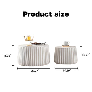 English Elm White Nesting Storage Tables with Lift Off Lid Curved Silhouette for Modern Living Rooms W3081P389055