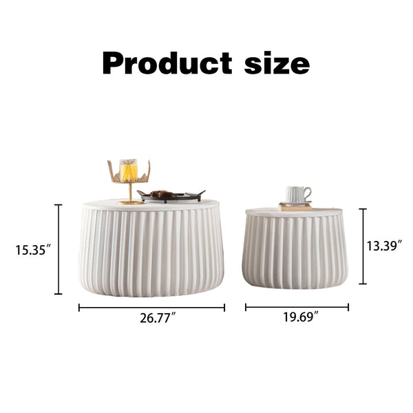 English Elm White Nesting Storage Tables with Lift Off Lid Curved Silhouette for Modern Living Rooms W3081P389055
