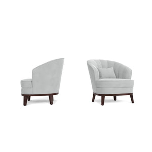 English Elm 1pc Barrel Accent Chair Channel-tufted Velvet Upholstery Mid-century Bedroom Lounge Seat Light Gray B011P479015