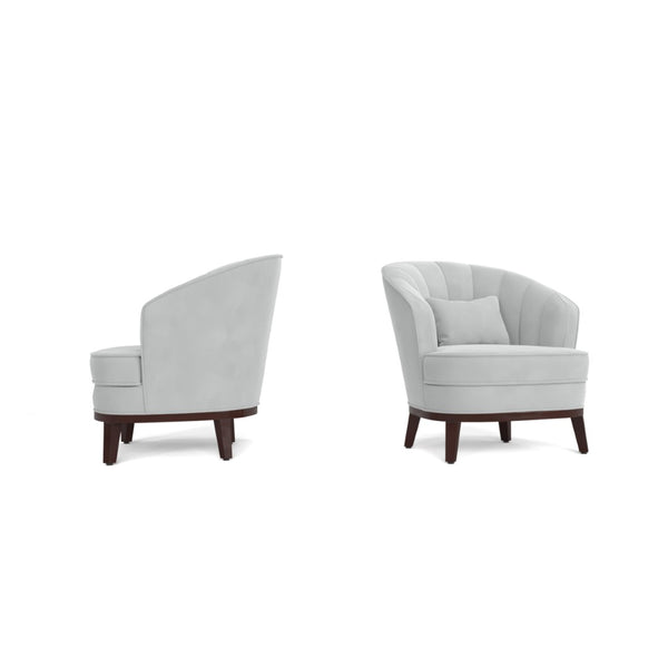 English Elm 1pc Barrel Accent Chair Channel-tufted Velvet Upholstery Mid-century Bedroom Lounge Seat Light Gray B011P479015