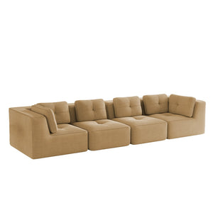 English Elm Modern Corduroy Tufted Modular Sectional with Deep Seating and Anti-slip Base Camel W714S01786
