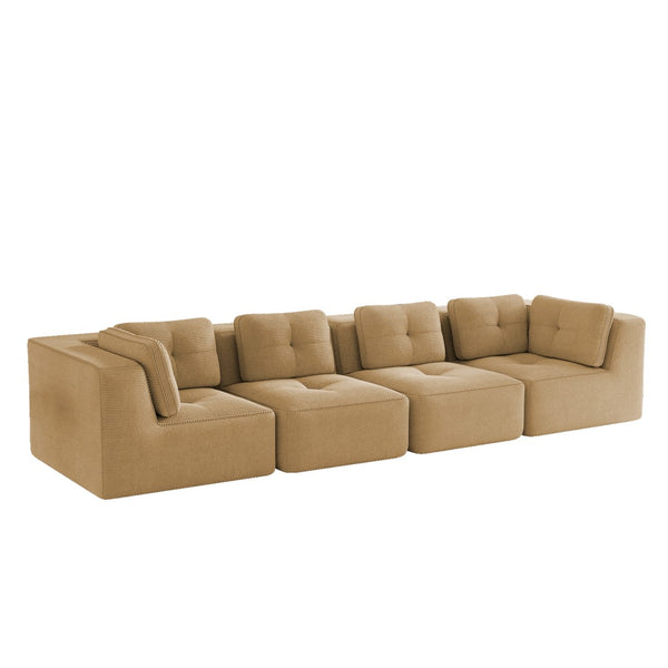 English Elm Modern Corduroy Tufted Modular Sectional with Deep Seating and Anti-slip Base Camel W714S01786