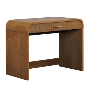 English Elm 39" Makeup Vanity Table with Touchscreen LED Mirror, Sleek Dressing Table with Drawer and Glass Top - Durable Rubberwood, Fast Assembly Espresso N704P196658P