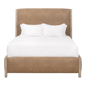 Essentials for Living Emmett King Bed Vegan Leather Upholstered Frame with Solid Wood Legs Gray Finish 6170-3.NG/IVT