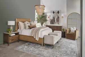 Essentials for Living Emmett King Bed Vegan Leather Upholstered Frame with Solid Wood Legs Gray Finish 6170-3.NG/IVT