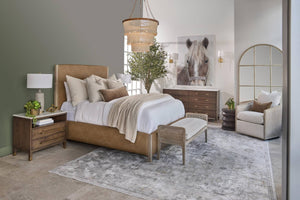 Essentials for Living Emmett King Bed Vegan Leather Upholstered Frame with Solid Wood Legs Gray Finish 6170-3.NG/IVT