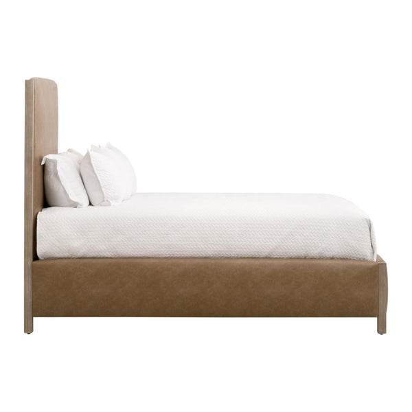 Essentials for Living Emmett King Bed Vegan Leather Upholstered Frame with Solid Wood Legs Gray Finish 6170-3.NG/IVT