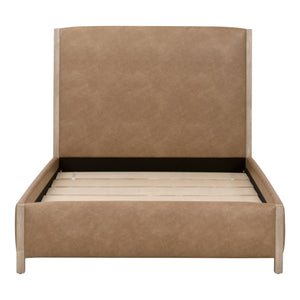 Essentials for Living Emmett King Bed Vegan Leather Upholstered Frame with Solid Wood Legs Gray Finish 6170-3.NG/IVT