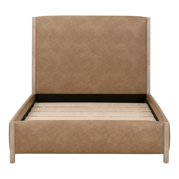 Essentials for Living Emmett King Bed Vegan Leather Upholstered Frame with Solid Wood Legs Gray Finish 6170-3.NG/IVT