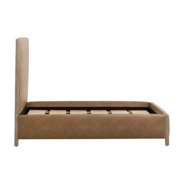 Essentials for Living Emmett King Bed Vegan Leather Upholstered Frame with Solid Wood Legs Gray Finish 6170-3.NG/IVT