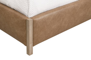 Essentials for Living Emmett King Bed Vegan Leather Upholstered Frame with Solid Wood Legs Gray Finish 6170-3.NG/IVT