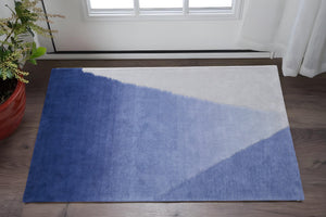 Homeroots 10' Hand Tufted Geometric Area Rug – Artisan Crafted, Stain Resistant, Perfect For Kids And Pets! Blue,Gray Wool Blend 617000