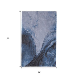 Homeroots 10' Elegant Abstract Hand-tufted Area Rug - Unique Wool Blend Design For Cozy Home Aesthetics Blue,Black,Gray Wool Blend 617003