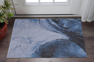 Homeroots 10' Elegant Abstract Hand-tufted Area Rug - Unique Wool Blend Design For Cozy Home Aesthetics Blue,Black,Gray Wool Blend 617003