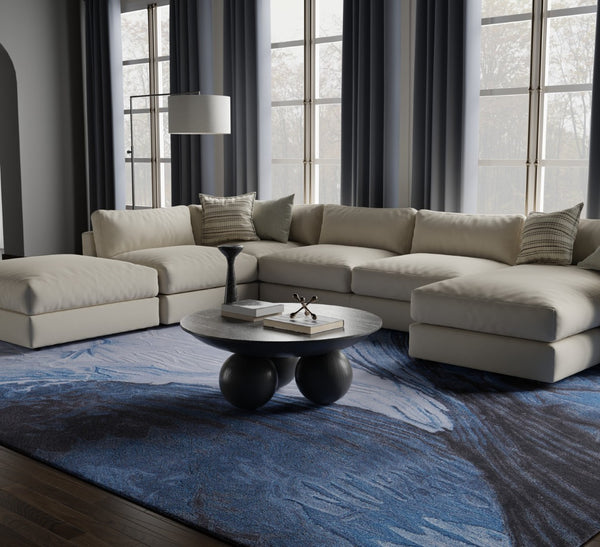 Homeroots 10' Elegant Abstract Hand-tufted Area Rug - Unique Wool Blend Design For Cozy Home Aesthetics Blue,Black,Gray Wool Blend 617003