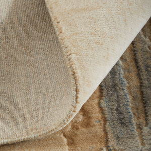 Homeroots 10' X 14' Abstract Distressed Area Rug - Stain Resistant, Premium Wool Blend, Perfect For Family Spaces Tan,Brown,Gray Wool Blend 617006