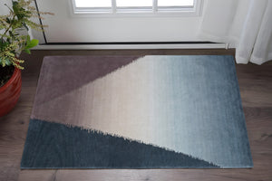 Homeroots 10' Hand Tufted Geometric Area Rug – Artisan Crafted, Stain Resistant, Perfect For Kids And Pets! Taupe,Blue,Tan Wool Blend 617009