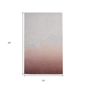 Homeroots 10' X 14' Ombre Hand-tufted Area Rug - Soft, Stain-resistant Wool Blend For Stylish Home Décor Pink,Ivory Wool Blend 617011
