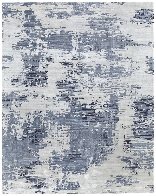 HomeRoots 2' X 3' Blue and Ivory Abstract Hand-Tufted Area Rug - Contemporary Bohemian Charm for Small Spaces 617013